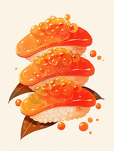 美味可口的卡通鱼子酱寿司图片