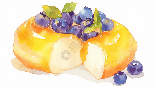 蓝莓水果的卡通甜甜圈图片