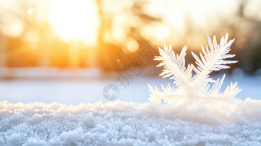 雪地上的雪花图片