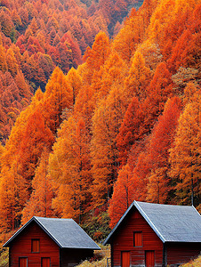 秋日森林的小屋图片