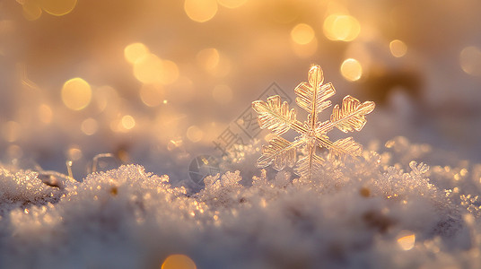 雪地中一片美丽的雪花图片