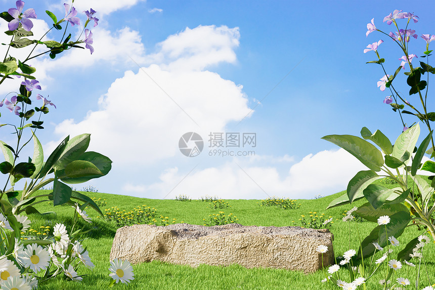 春季春天户外风景绿植菊花3D风景图片