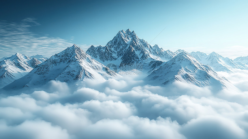 云海雪山壮丽奇观风景图片