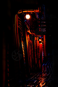 黑喉红尾鸲夜晚的巷子背景