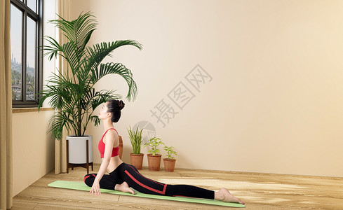 瑜伽姿势缓解压力后仰高清图片