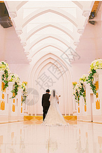 婚礼蓝色教堂婚礼背景