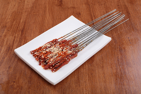 生肉串生肉 手把串 烧烤 辣椒 烧烤 撸串 菜谱 美食 美味 高清大图背景