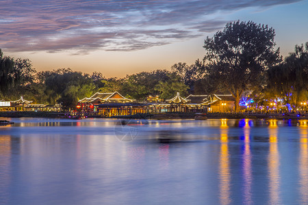 北京夜色夜景什刹海背景