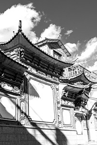 黑白中国建筑仿古建筑背景