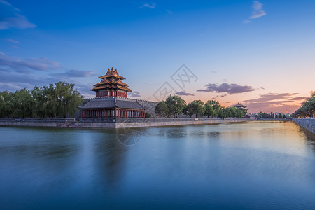 中国皇宫晚霞紫禁城背景