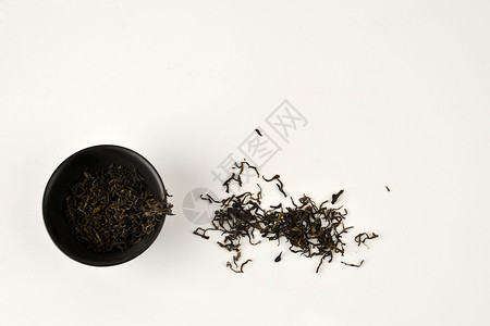 茶之道海报茶叶和磨砂杯子背景