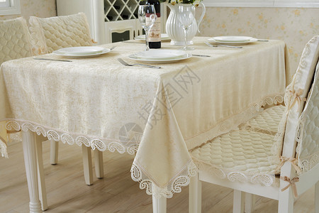 餐桌布米色家纺产品拍摄高清图片