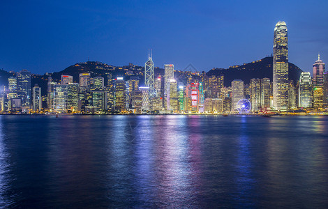 香港夜色夜幕下的香港背景