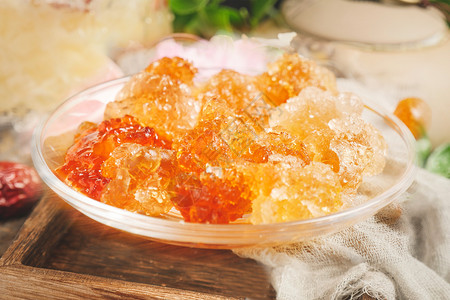 煮熟的桃胶桃胶皂角米高清图片