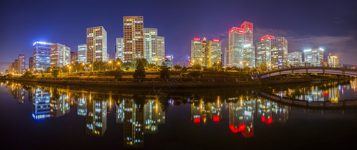 夜光城市全景夜景·CBD背景