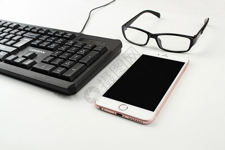 无框眼镜素材键盘眼镜手机背景