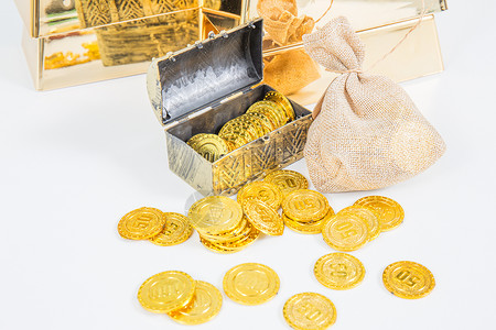 钱盒财富富有金币金子储蓄背景