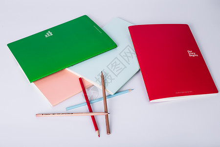 颜色文字素材教育铅笔书本创意摆拍背景
