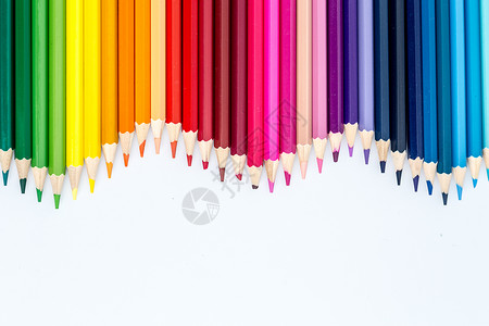 铅笔画画教育设计铅笔彩色波浪形平铺创意拍摄背景