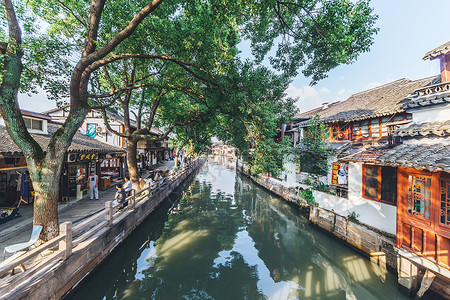 文化和游客中心上海朱家角古镇古建筑群背景