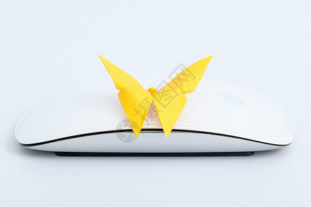 手工纸质蝴蝶鼠标创意拍摄图片