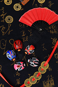 雨伞标志中国风京剧脸谱摆拍背景