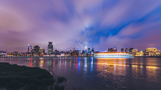 上海滨江大道慢门滨江大道外滩夜景背景