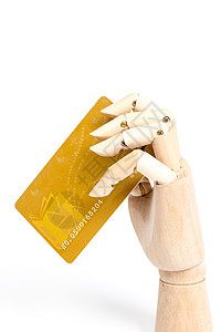 促销会员福利木制手模型刷消费卡背景
