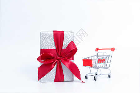 圣诞淘宝电商狂欢节购物车礼盒素材背景