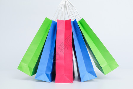 购物袋创意简约多色购物袋电商素材背景