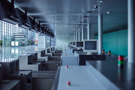 机场检查机场航站楼设施登机台电脑背景