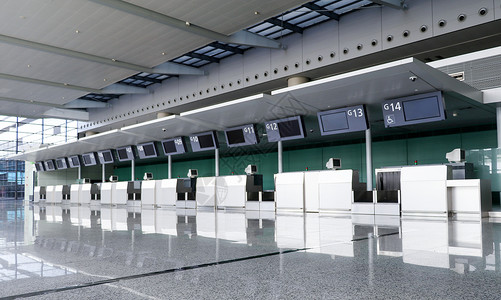 机场行李托运服务台安检动车高清图片素材