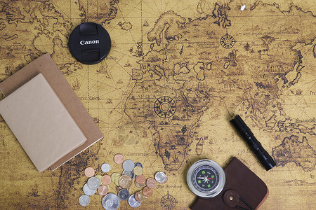 复古指南针旅行出游计划地图背景背景