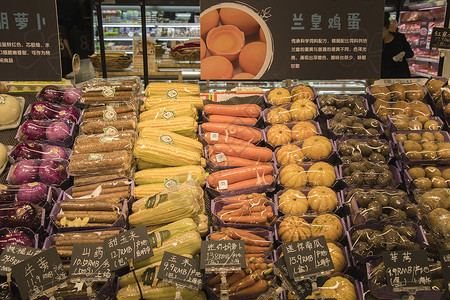 超市各种素材摆放整齐的蔬果背景