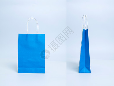 蓝色精美礼盒心纯色蓝色购物袋纸袋单个拍摄背景