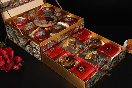 中秋月饼 中秋月饼盒背景图片