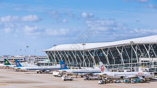 旅行飞机机场客机整体图背景
