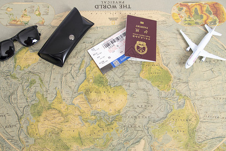 外国护照旅游世界地图素材背景背景