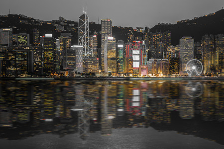 晚上的海夜幕.香港背景
