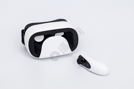 3d动作素材白色VR眼镜遥控器产品图背景