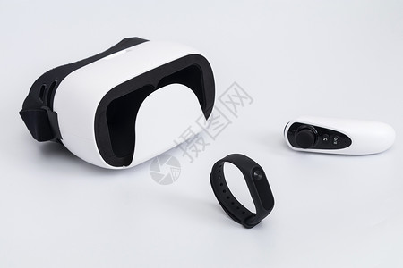 极简3d浅色技术白色VR眼镜手环遥控器背景