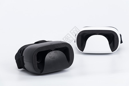 黑白两色VR眼镜白底摆拍图片