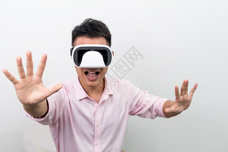 VR虚拟现实使用体验背景图片