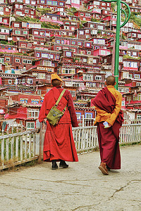 佛学院的喇嘛们高清图片