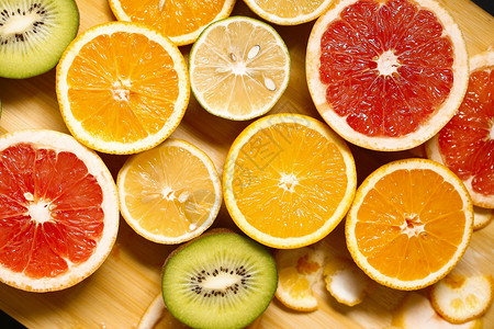 夏天水果边框新鲜水果橙子柠檬西柚背景