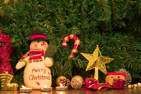 蜡烛圣诞树装饰温馨圣诞喜庆背景素材背景