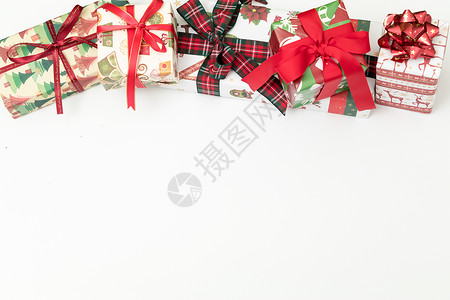 蝴蝶结组合圣诞礼物圣诞元素组合拍摄背景