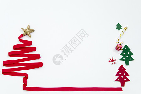 背景点缀素材用缎带做成的圣诞树背景