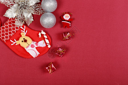 金色亮粉彩带圣诞节红喜装扮饰品背景背景