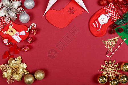 红色圣诞彩球圣诞节红喜装扮饰品背景背景
